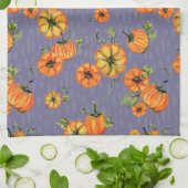 パインターリーウォーター秋カボチャオレンジ/紫 キッチンタオル (折り畳み)