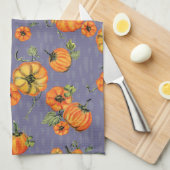 パインターリーウォーター秋カボチャオレンジ/紫 キッチンタオル (四つ折り)