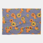 パインターリーウォーター秋カボチャオレンジ/紫 キッチンタオル (横)