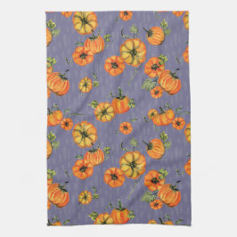 パインターリーウォーター秋カボチャオレンジ/紫 キッチンタオル