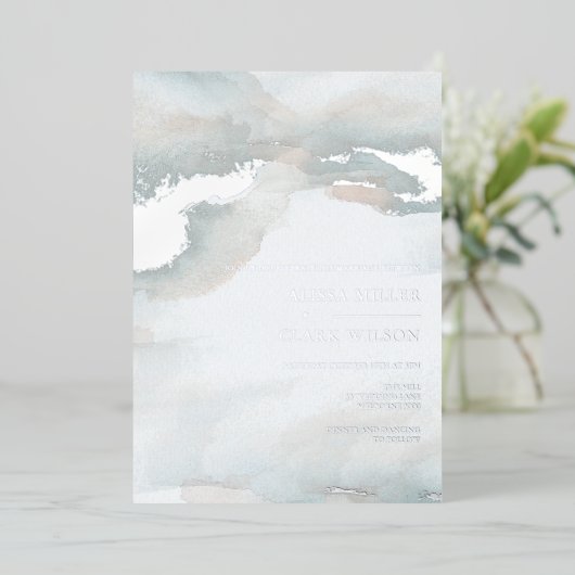 パインターリーウォーター結婚カラーMoody's Foil Invitation 箔招待状 (立ち正面)