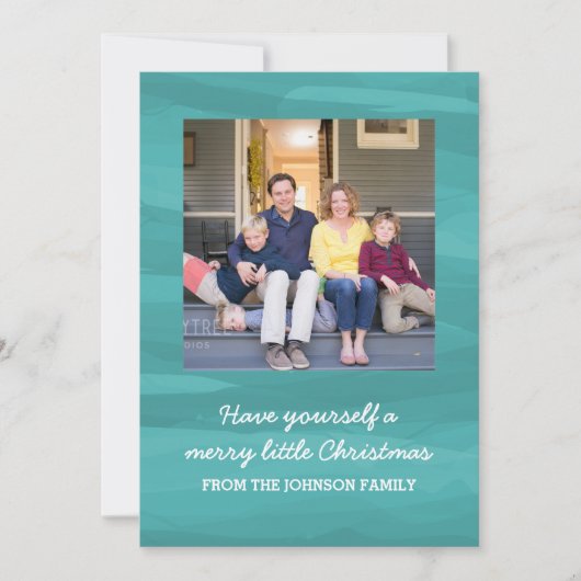 パインターリーウォーター色ホリデーフォトカード |ティール（緑がかった色） シーズンカード (正面)