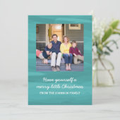 パインターリーウォーター色ホリデーフォトカード |ティール（緑がかった色） シーズンカード (スタンド正面)