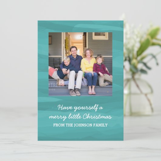 パインターリーウォーター色ホリデーフォトカード |ティール（緑がかった色） シーズンカード (スタンド正面)