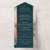 パインターリーティール（緑がかった色）テラコッタ抽象芸術結婚rsvp オールインワン招待状 (内側)