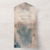 パインターリーティール（緑がかった色）テラコッタ抽象芸術結婚rsvp オールインワン招待状 (内側)