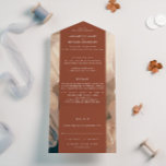 パインターリーティール（緑がかった色）テラコッタ抽象芸術結婚rsvp's al オールインワン招待状<br><div class="desc">ボヘミアンテラコッタ、ティール（緑がかった色）とクリームモダンの抽象芸術パテスタイリッシュリーのトレンディーの全てモダンの一つの招待カー結婚ド。</div>