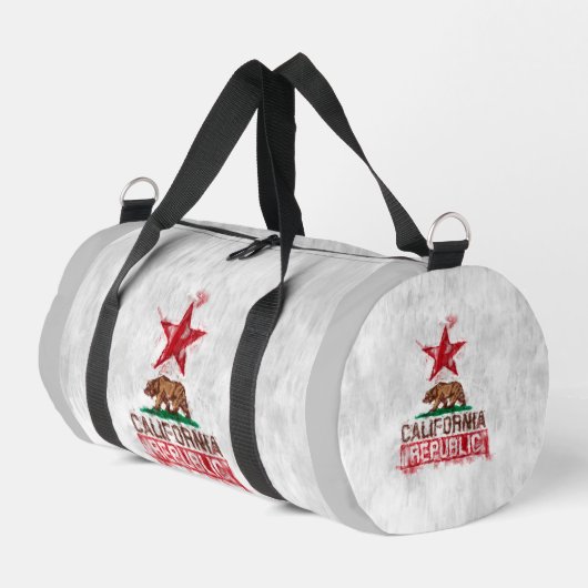 パインターリーデコールのカリフォルニア州旗 ダッフルバッグ (左コーナー)