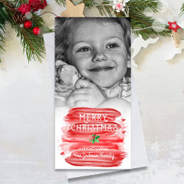 パインターリーレッドウォーター色クリスマスホリー写真 シーズンカード