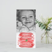 パインターリーレッドウォーター色クリスマスホリー写真 シーズンカード (スタンド正面)