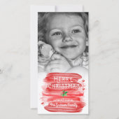 パインターリーレッドウォーター色クリスマスホリー写真 シーズンカード (正面)