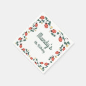 パインターリーレディーバグ誕生日ガーデンパーティー スタンダードカクテルナプキン (角)