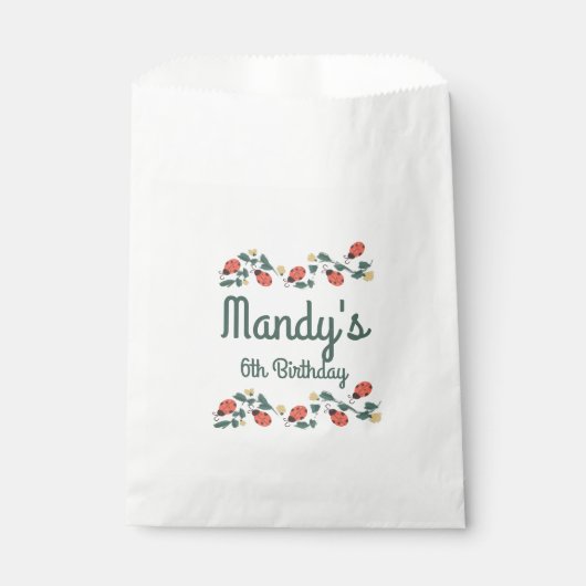 パインターリーレディーバグ誕生日ガーデンパーティー フェイバーバッグ (正面)