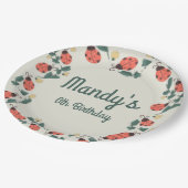 パインターリーレディーバグ誕生日ガーデンパーティー ペーパープレート (アングル)