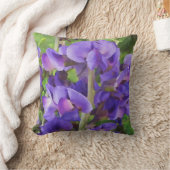 パインターリーワイルドブルーインディゴフラワーズボタニカルアート クッション (ブランケット)