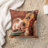 パインターリーヴィンテージアート – 猫とギター クッション (ブランケット)