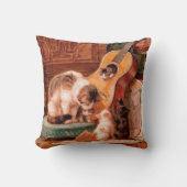 パインターリーヴィンテージアート – 猫とギター クッション (正面)