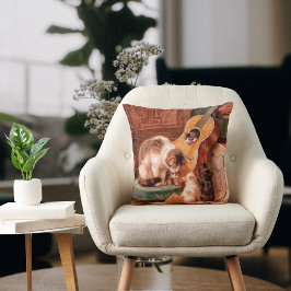 パインターリーヴィンテージアート – 猫とギター クッション