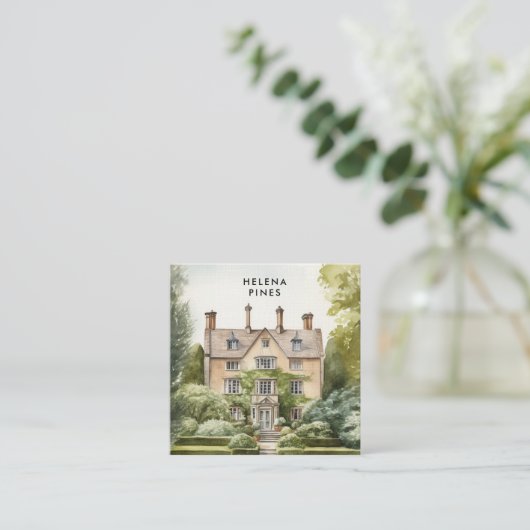 パインターリー不動産デザイン – 土地区画、不動産仲介業者 スクエア名刺 (スタンド正面)