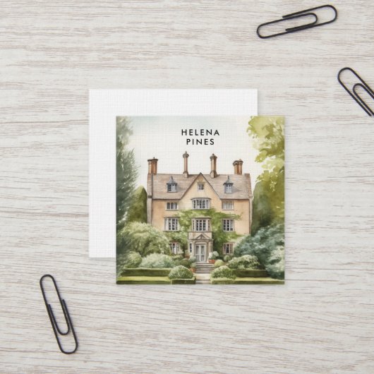 パインターリー不動産デザイン – 土地区画、不動産仲介業者 スクエア名刺 (正面/裏面インサイチュ)