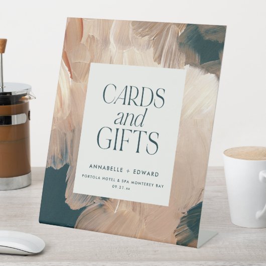 パインターリー結婚テラコッタティール（緑がかった色）のカードとギフト 台座サイン (インサイチュ)