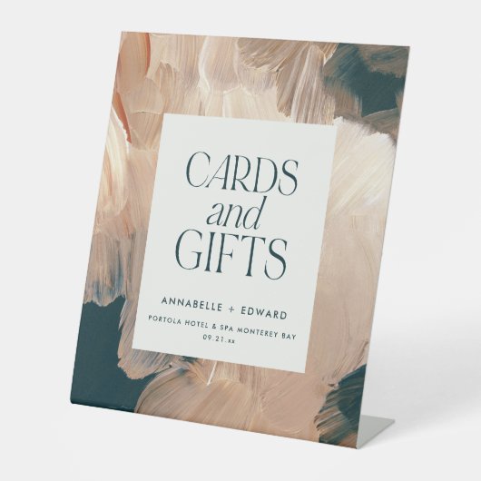 パインターリー結婚テラコッタティール（緑がかった色）のカードとギフト 台座サイン (正面)