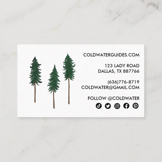 パインツリーアウトドアシーキャンプハイクアドベンチャーガイド 名刺 (裏面)