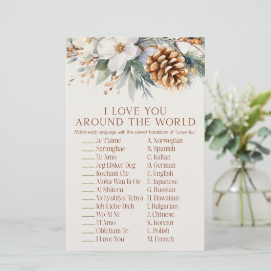 パインツリーアラウンドザワールドブライダルシャワーゲーム 便箋 (スタンド正面)