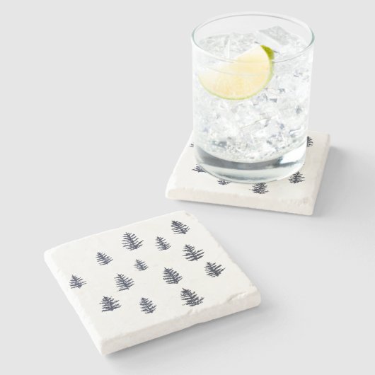 パインツリーウォーターカラー大理石コースター ストーンコースター (横)