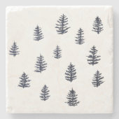パインツリーウォーターカラー大理石コースター ストーンコースター (正面)
