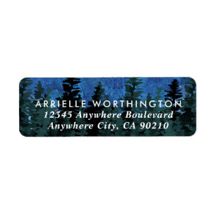 パインツリーウォーターカラー素朴の結婚住所 シール