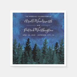 パインツリーウォーターカラー素朴ズ結婚ナプキン スタンダードカクテルナプキン