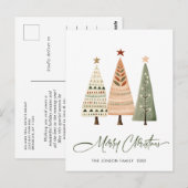 パインツリーエレガントクリスマスホリデーグリーティング ポストカード (正面/裏面)