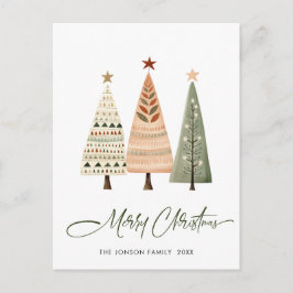 パインツリーエレガントクリスマスホリデーグリーティング ポストカード