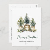 パインツリーエレガントクリスマス会社の挨拶 ポストカード (正面/裏面)