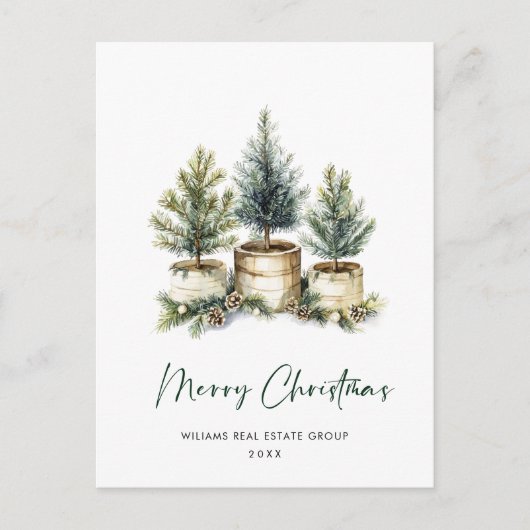パインツリーエレガントクリスマス会社の挨拶 ポストカード (正面)