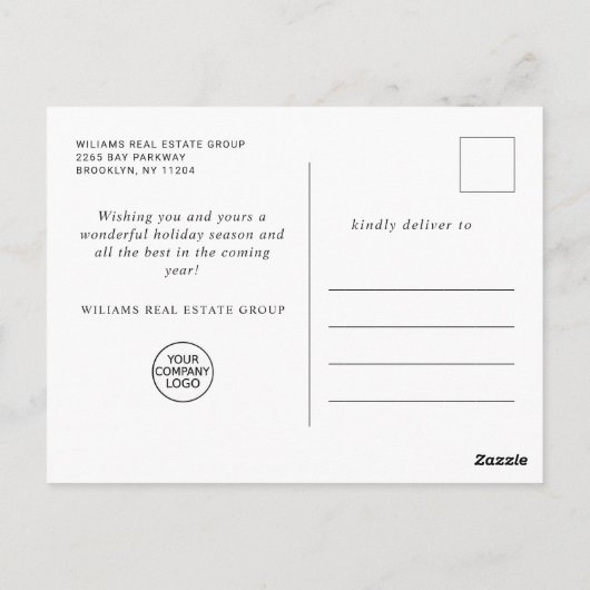 パインツリーエレガントクリスマス会社の挨拶 ポストカード (裏面)