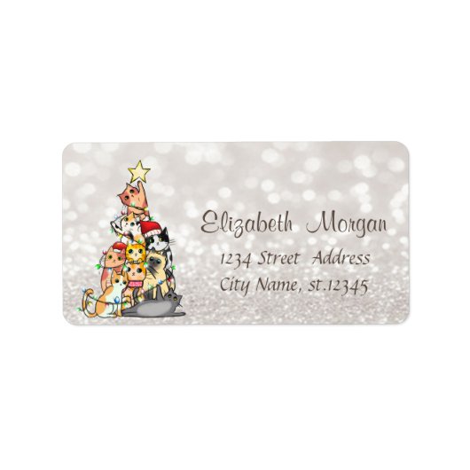 パインツリーキャッツキラキラ《写真》ぼけ味 ラベル (正面)