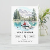 パインツリーキャンプアウトエクスペディション誕生日招待状 招待状 (スタンド正面)