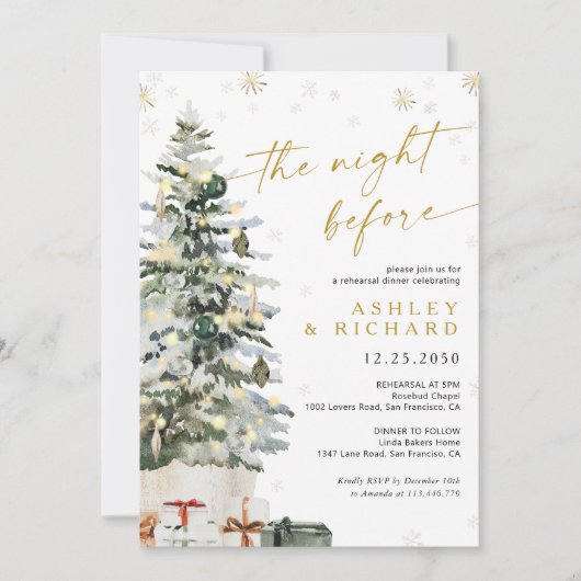 パインツリークリスマスリハーサルディナー招待状 招待状 (正面)