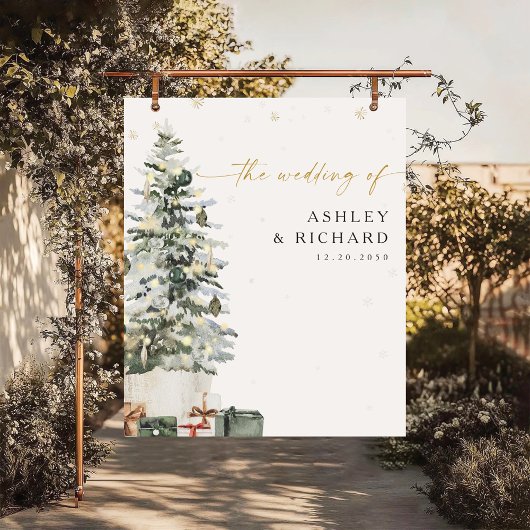 パインツリークリスマス結婚のバックドロップ タペストリー