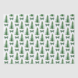 パインツリーグリーンボウクリスマスギフトティッシュペーパー 薄葉紙