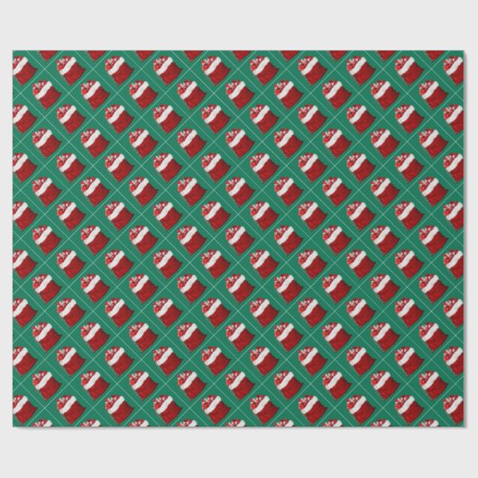 パインツリーグリーンレッドホワイトメリークリスマスギフト ラッピングペーパー (フラット)