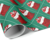 パインツリーグリーンレッドホワイトメリークリスマスギフト ラッピングペーパー (ロールコーナー)