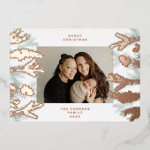 パインツリーコーンメリークリスマスフォトバラ金ゴールド 箔シーズンカード (正面)