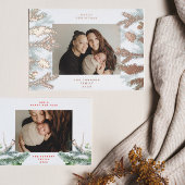 パインツリーコーンメリークリスマスフォトバラ金ゴールド 箔シーズンカード