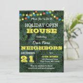 パインツリーストリングライツイエローホリデイ招待状 招待状 (スタンド正面)