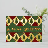 パインツリーズアンドハーレクインフォイルホリデーカード 箔シーズンカード