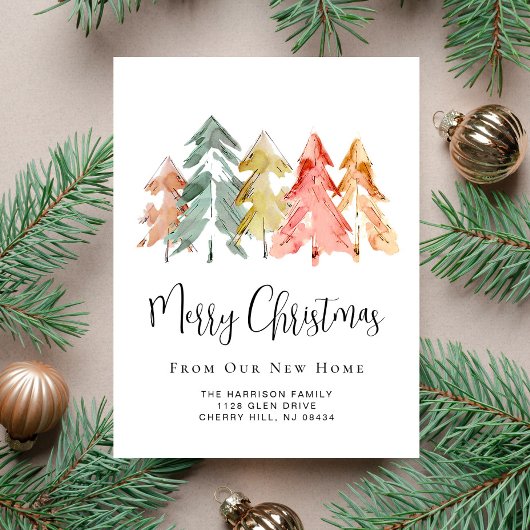 パインツリーズウォーターカラーニューホームホリデームービング 案内ポストカード