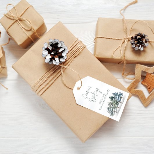 パインツリーズエレガントクリスマスカスタム ギフトタグ